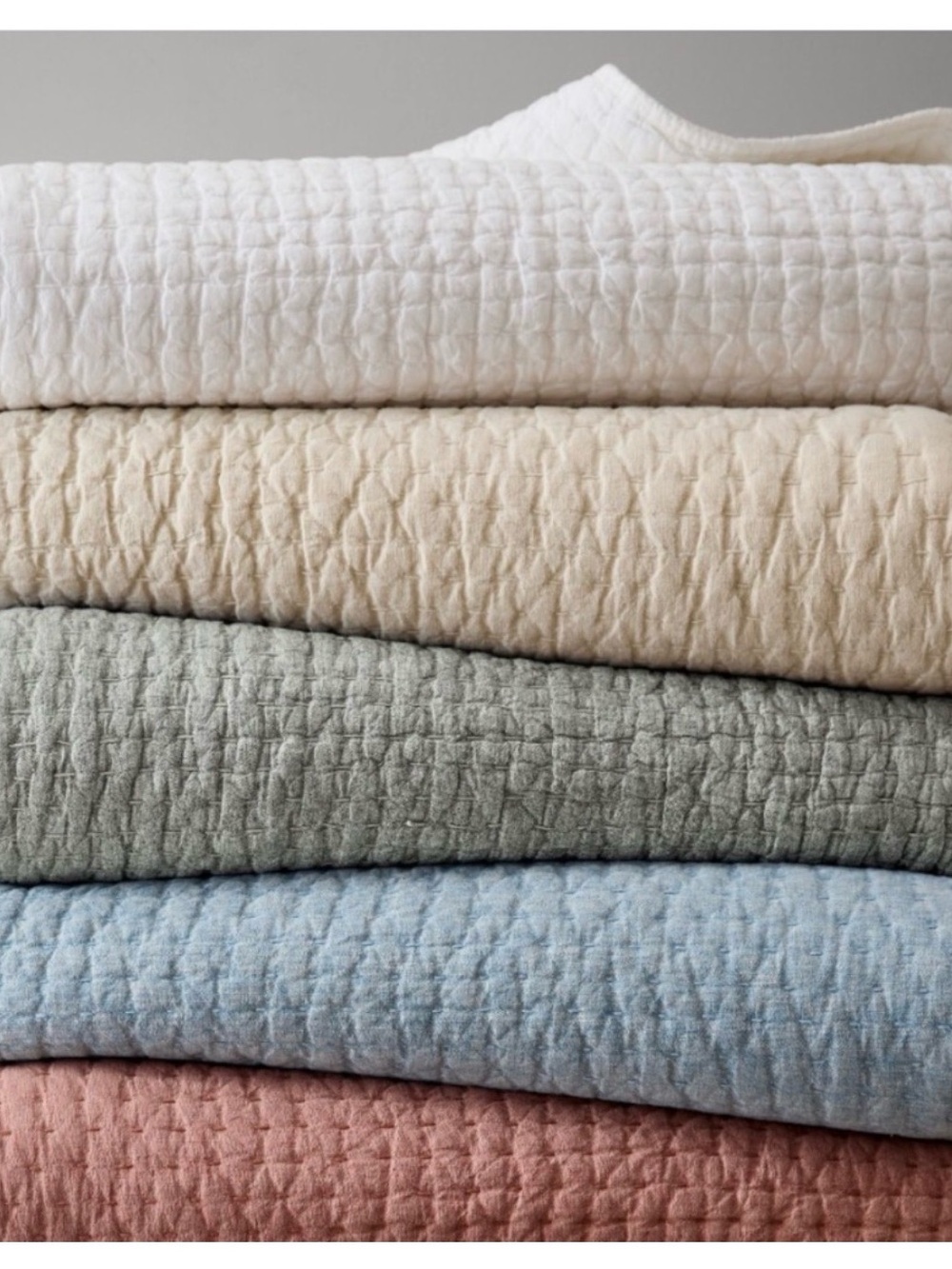 Pottery barn pick-stitch textured cotton and linen quilt - 55% cotton 45% linen - Picture 4 of 6